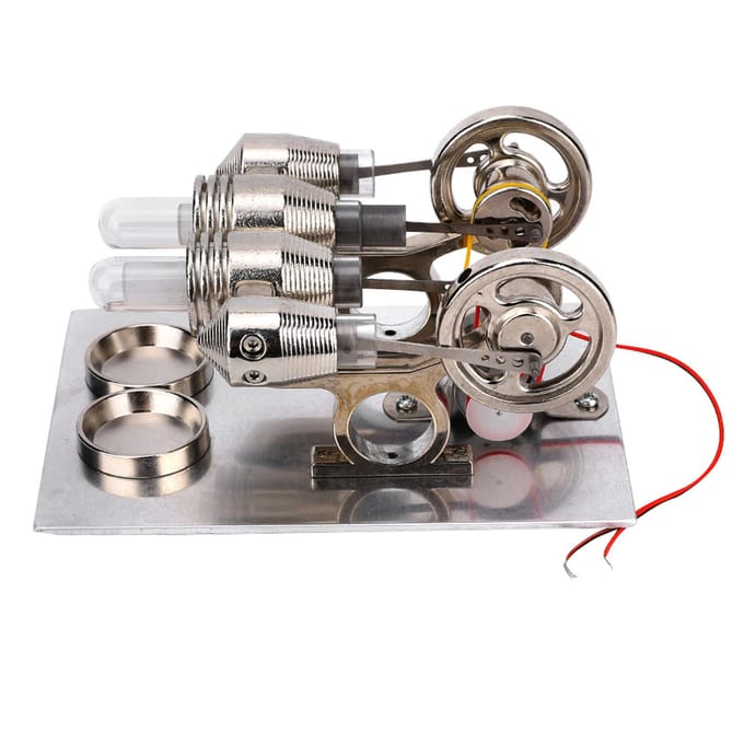 4 Cilinder Stirlingmotor Miniatuur Heteluchtkrachtgenerator Fysica Lab Onderwijsmodel white