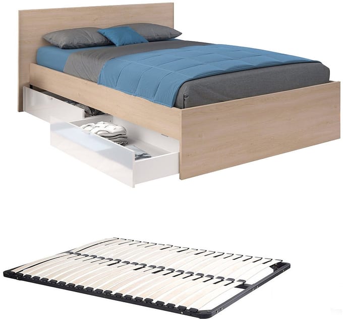 Vente-unique Bedframe hout natuurlijk licht, wit 140 x 190 cm