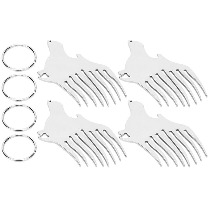 Zakflesopener Outdoor Multifunctionele Sleutelhanger Wolfskop Kam DoosOpeningsmes white