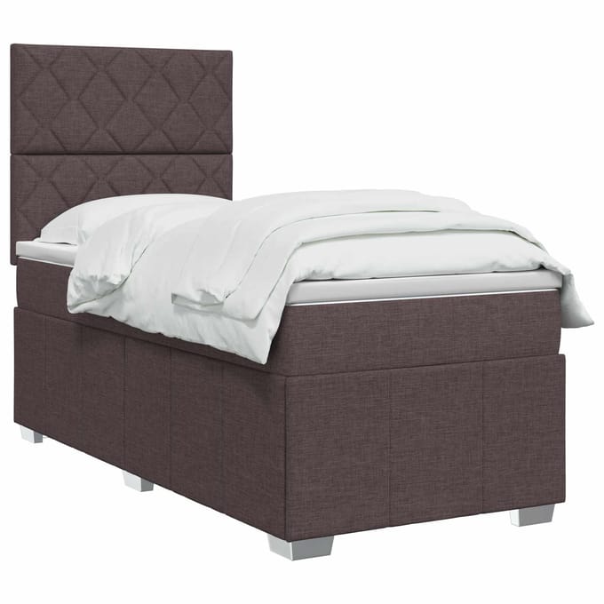 vidaXL - Boxspringbed - met - matras - Donkerbruin - 100 - x - 200 - cm - Stof