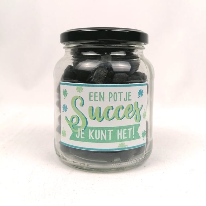 Succes cadeautje, Potje Succes, gevuld met drop