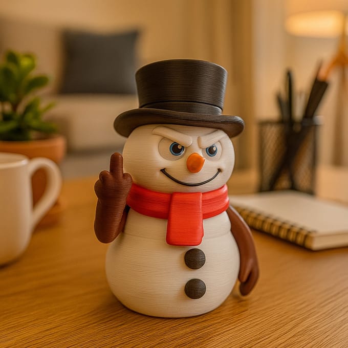 AnimalsAttitude - Groot Onbeschofte sneeuwpop figurine – 3D-geprinte winterdecoratie met middelvinger