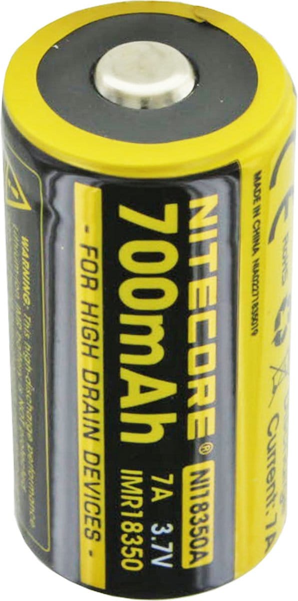 Nitecore Batterij IMR18350 Li-Ion 700mAh Button Top Oplaadbaar voor de EC11