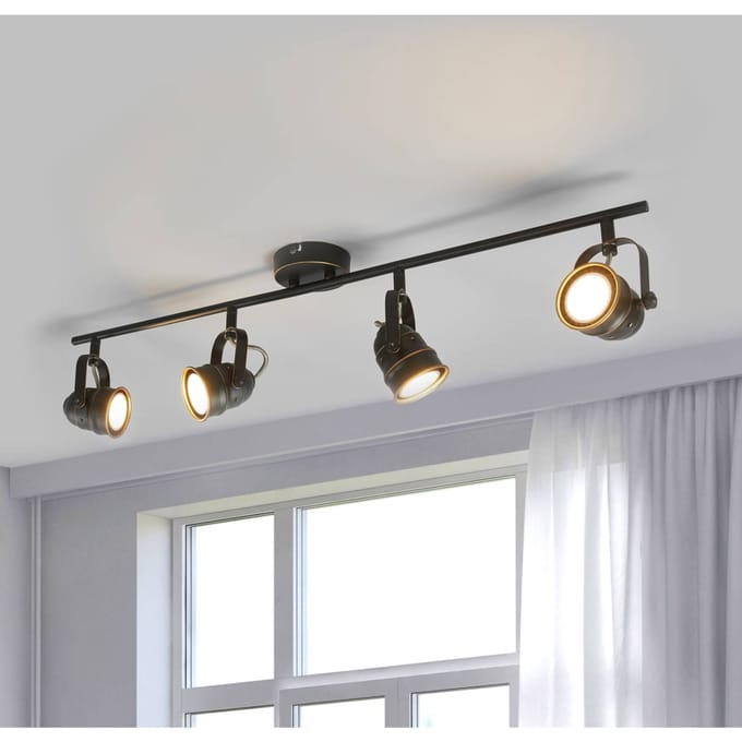 Lindby - buitenspot - 4lichts - Metaal - H: 19 cm - GU10 - zwart, goud