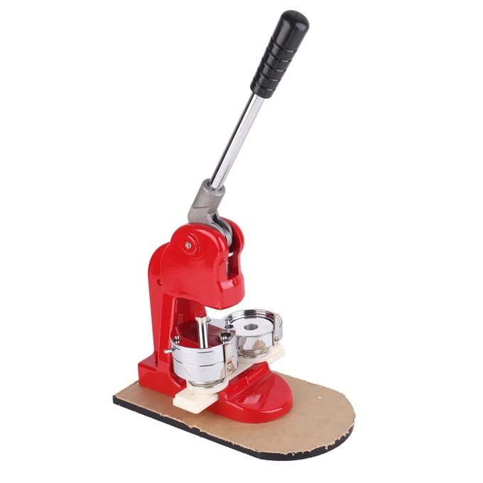 Badge Machine 58mm Handmatige Pons Perstool met Aluminiumlegering Schuifvorm + 500 Stuks Buttons red
