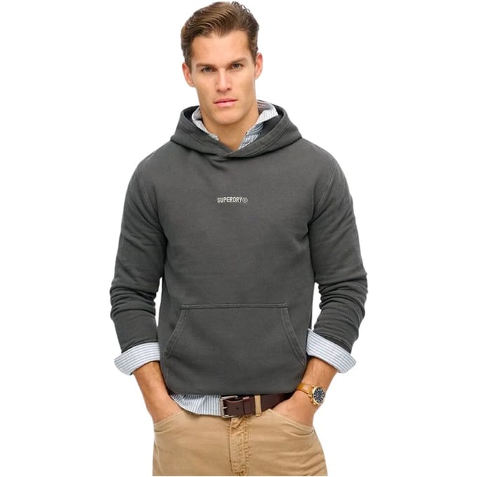 Superdry Micro Logo Hoodie Donkergrijs Grootte: M