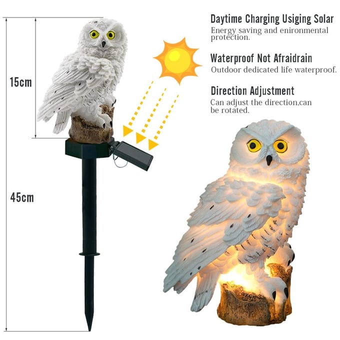 Tuin Solar Tuinverlichting Waterdicht Uil Vorm LED Landschap Gazonlicht Heklamp Paden Tuin wit