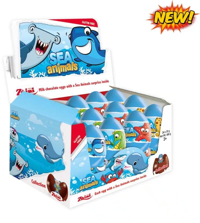 Zaini Chocolade Ei Sea Animals – Displaydoos 24 Stuks
