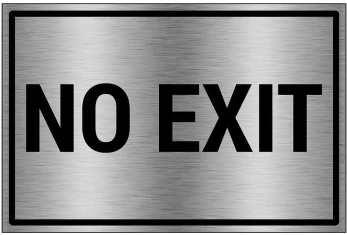 No exit bord - gecoat brushed aluminium - grijs zwart | 60 x 40 cm