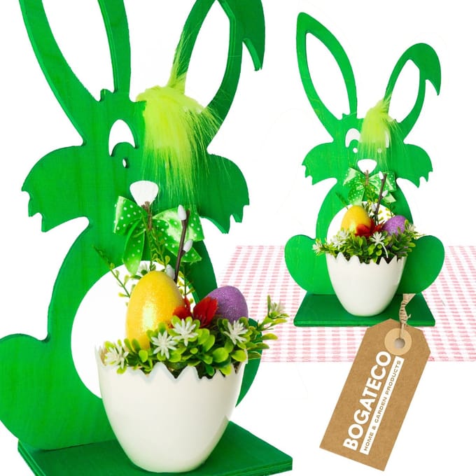 BOGATECO Paasdecoratie Konijn multiplex groene kleur