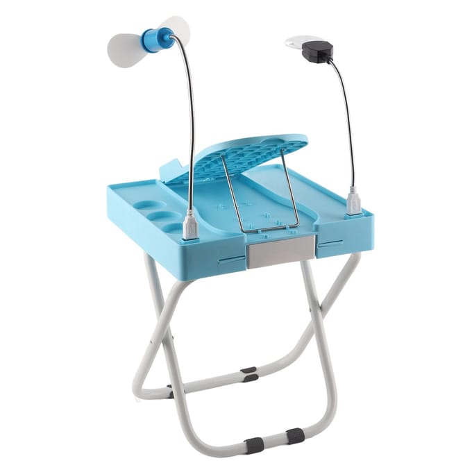 Pedicure Voetsteun Antislip Professioneel Verstelbaar Pedicure Standaard Kit met LED Vergrootglas Droogventilator gray