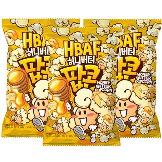 HBAF Gekruide Popcorn 17 Floavors, 80g (18 Opties) Honey Butter x 3PCS yellow