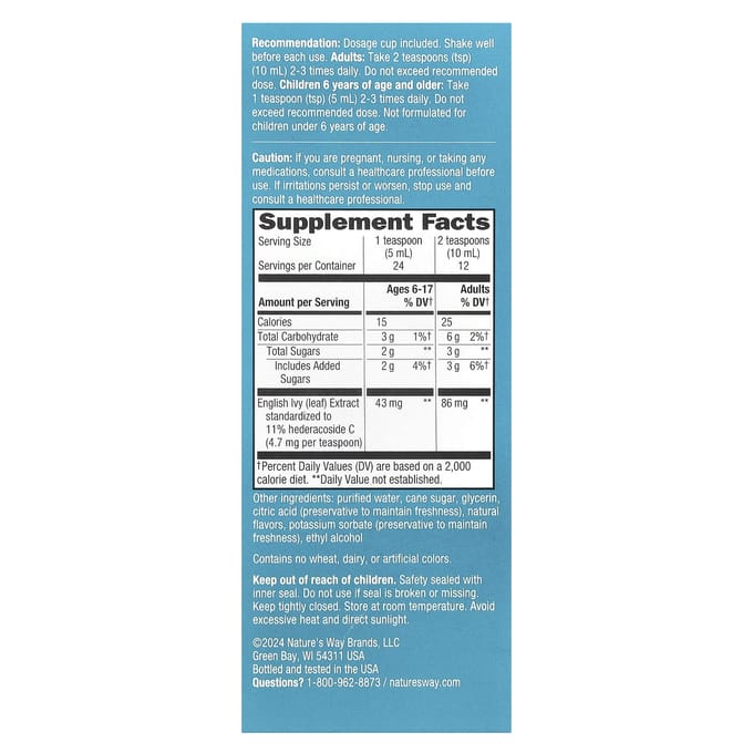 Nature's Way, Bronchial Soothe®, Siroop met Klimopbladextract, Leeftijden 6+, 120 ml (4 fl oz)
