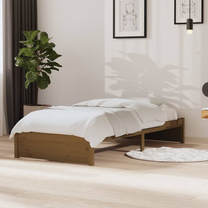 vidaXL - Bedframe - massief - hout - honingbruin - 90x190 - cm