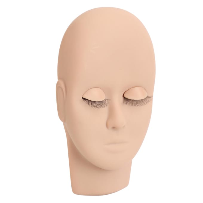 Wimper Mannequin Hoofd Make-up Wimperextension Oefenpop Hoofd met 3 Paar Verwijderbare Oogleden lichtbruine kleur