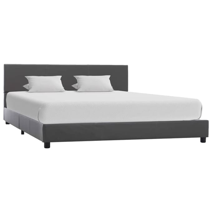 vidaXL - Bedframe - kunstleer - grijs - 140x200 - cm