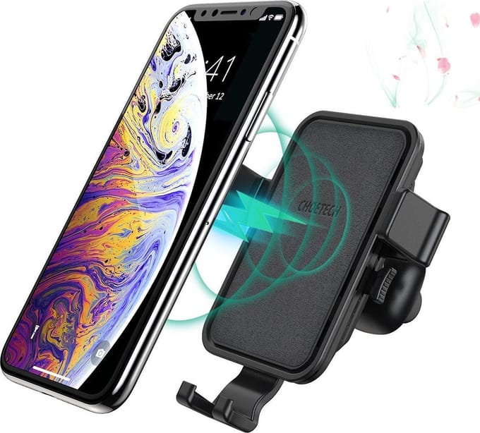 Choetech Draadloze autolader 10W fast charge - Zwart