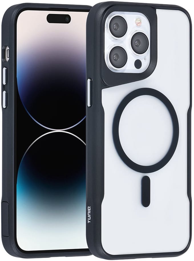 TUNIQ Back cover iPhone 14 Pro Max - MagSafe silicone - Zwart - Val- en camerabescherming