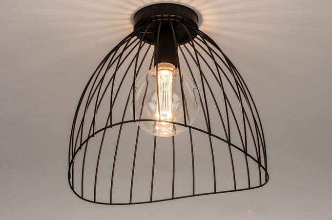 Lumidora Plafondlamp 74326 - Plafonniere - FABRIANO - E27 - Zwart - Metaal - ⌀ 34 cm