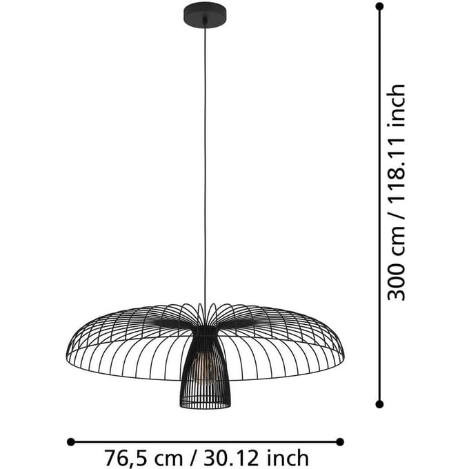 Stars of Light hanglamp Champerico, zwart Ø 77 cm glas