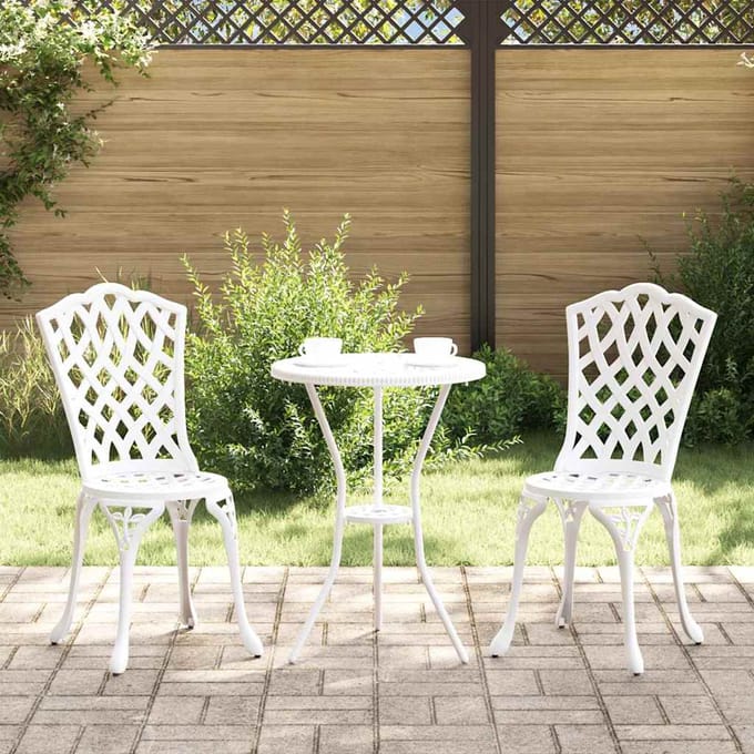 vidaXL - Tuin - Bistro - Set - 3 - st - Wit - Aluminium