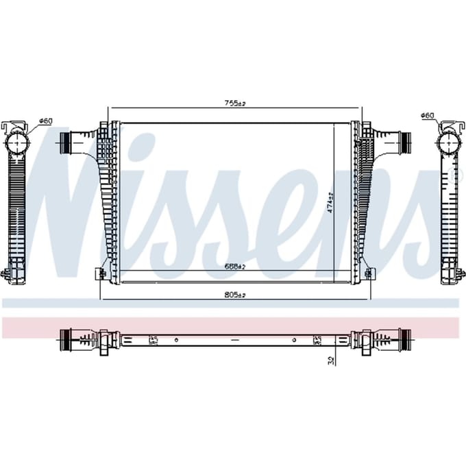 Lage-temperatuurRadiator, laadluchtRadiator NISSENS 961470
