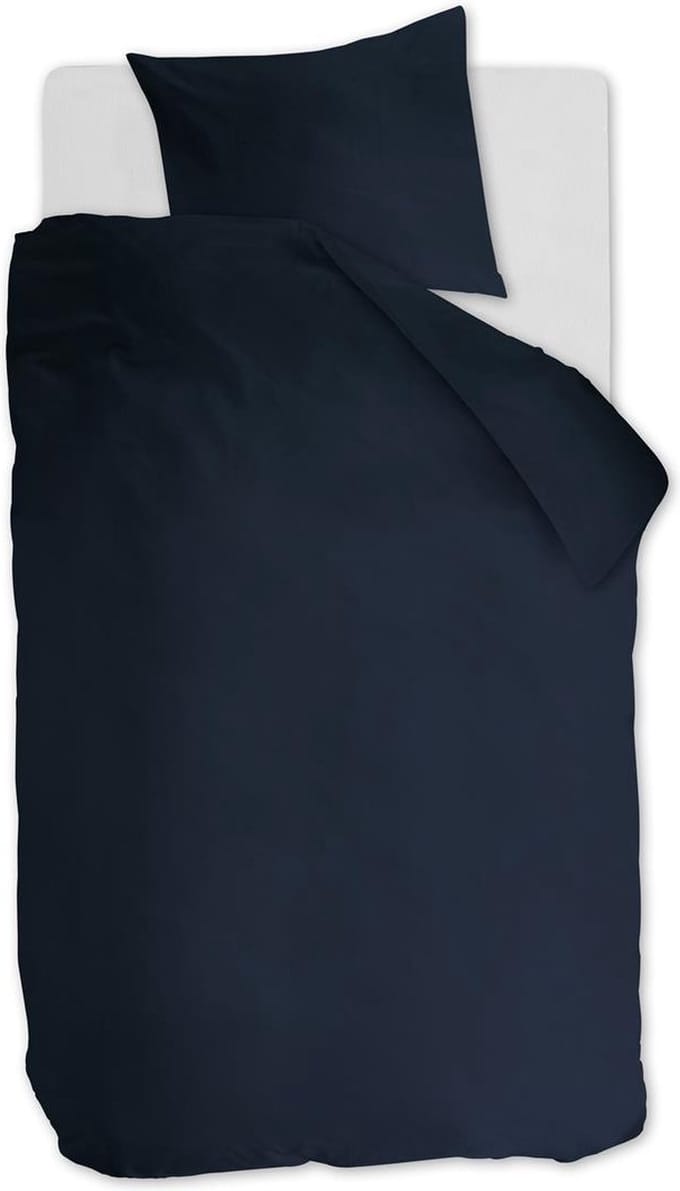 Ambiante Cotton Uni dekbedovertrek - Effen - Eenpersoons - 140x200/220 - Donker Blauw