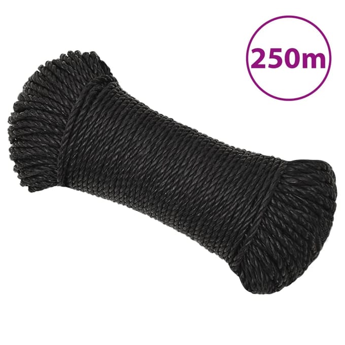 vidaXL - Werktouw - 3 - mm - 250 - m - polypropeen - zwart