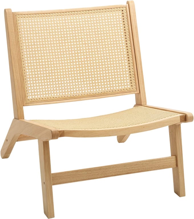 HOMCOM Fauteuil hout Scandinavisch design - Eetkamerstoel - Accentstoel - Naturel