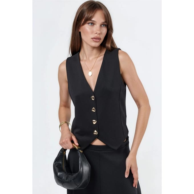 Effen V-hals Geknoopte Vest