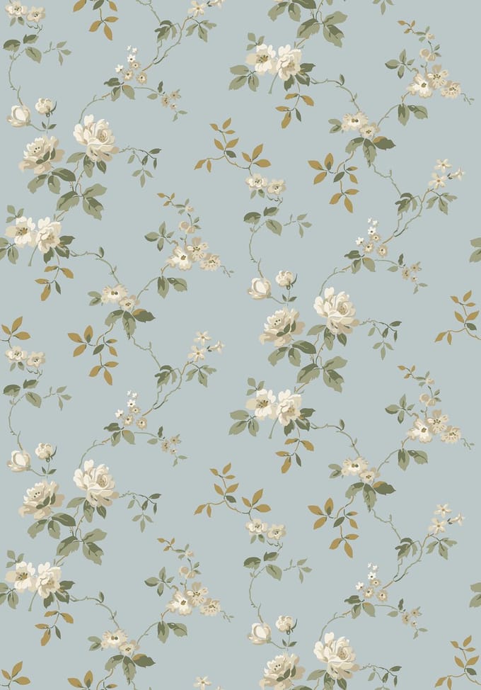 Boråstapeter Vliesbehang 8087 - Anno II - Bloemen Blauw - 53cm x 10.05m