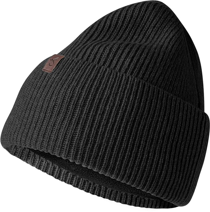 Hiems | Zwarte Beanie van Gerecyclede Wol met Manchet