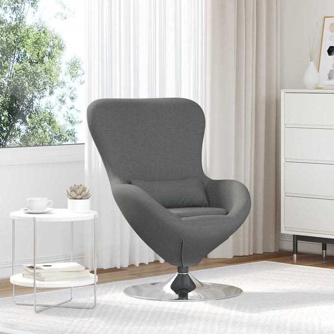 vidaXL - Eivormige - stoel - Donkergrijs - 63 - x - 73 - x - 90 - cm - Stof