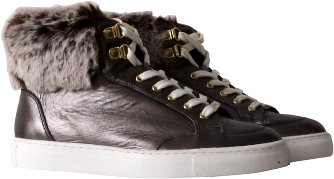 Roadster hoge sneakers van leer met bont