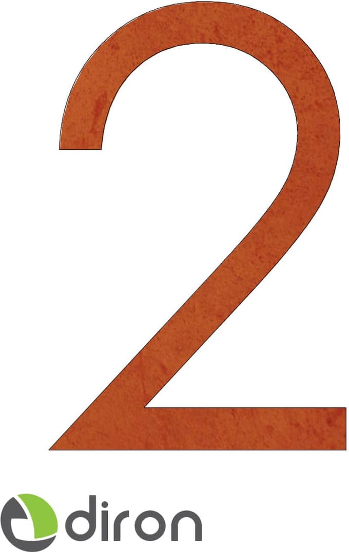 Huisnummer - Cortenstaal - 15 cm. - Nr.2 - CeGo -Diron