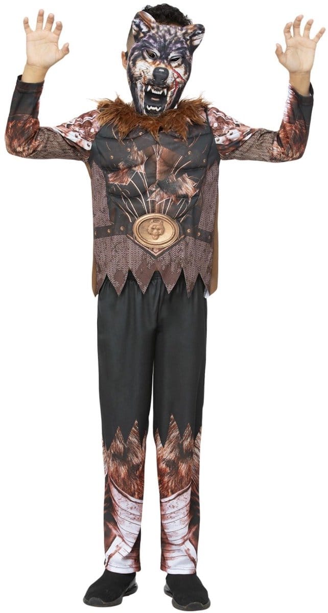 Smiffys - Werewolf Warrior Kinder Kostuum - Kids tm 6 jaar - Bruin