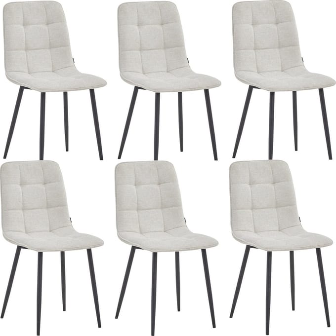 Colenis - Ela Eetkamerstoel - Set Van 6 - Beige - Linnen - Design
