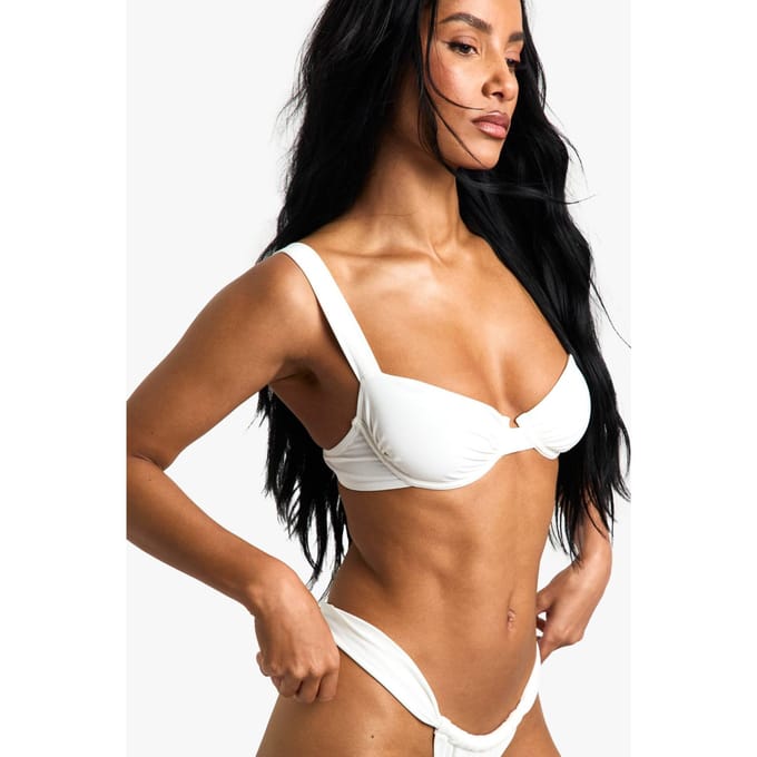 boohoo Dames Petite Swimwear Essentials Balconette Bikini Top | Wit | Maat: 34D