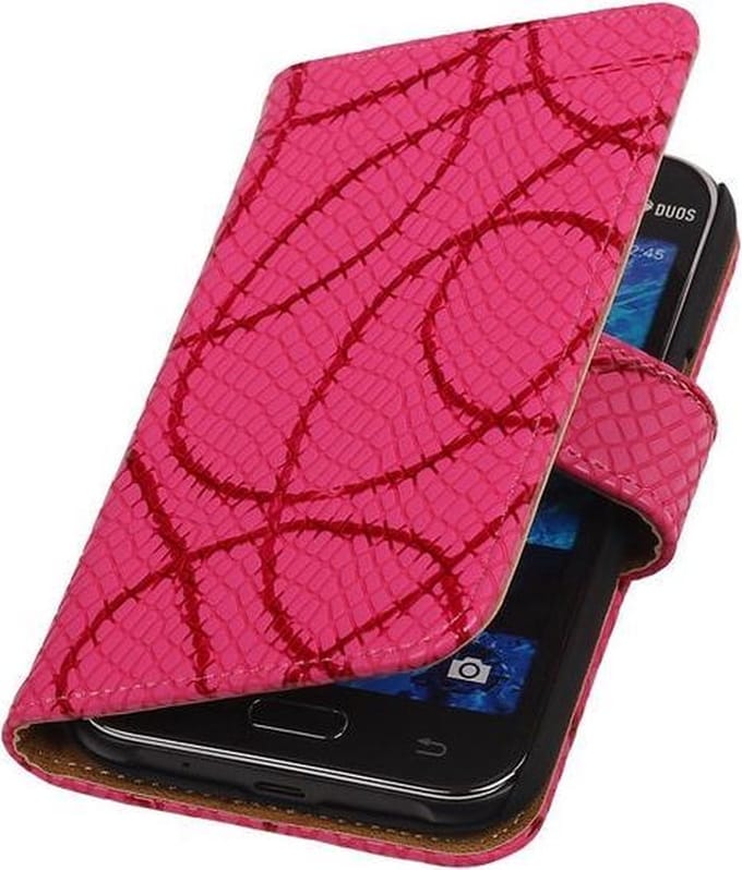 Fuchsia Basketbal Hoesje Samsung Galaxy J1 2015 Booktype Wallet Cover