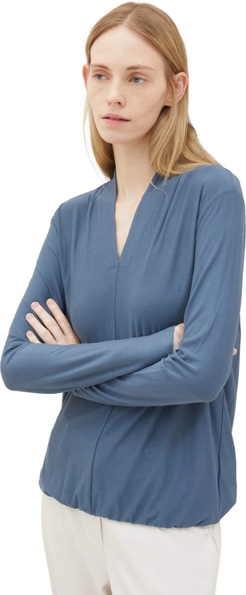 Tom Tailor - T-shirt - Maat M - Vrouwen - blauw - Viscose