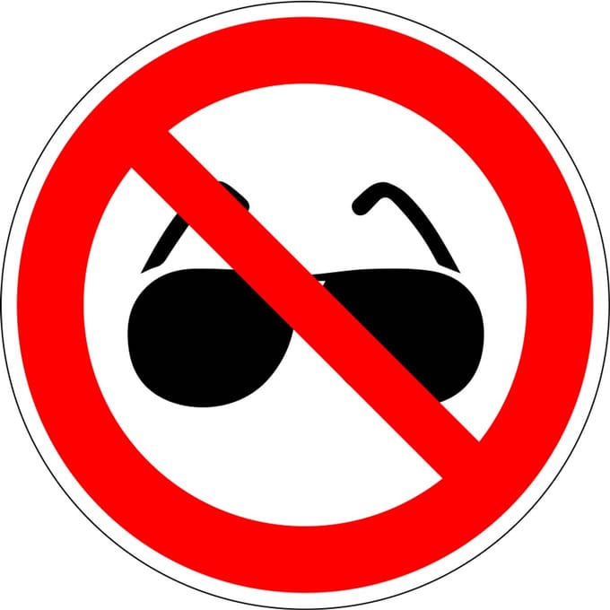 Zonnebrillen verboden bord - kunststof 400 mm