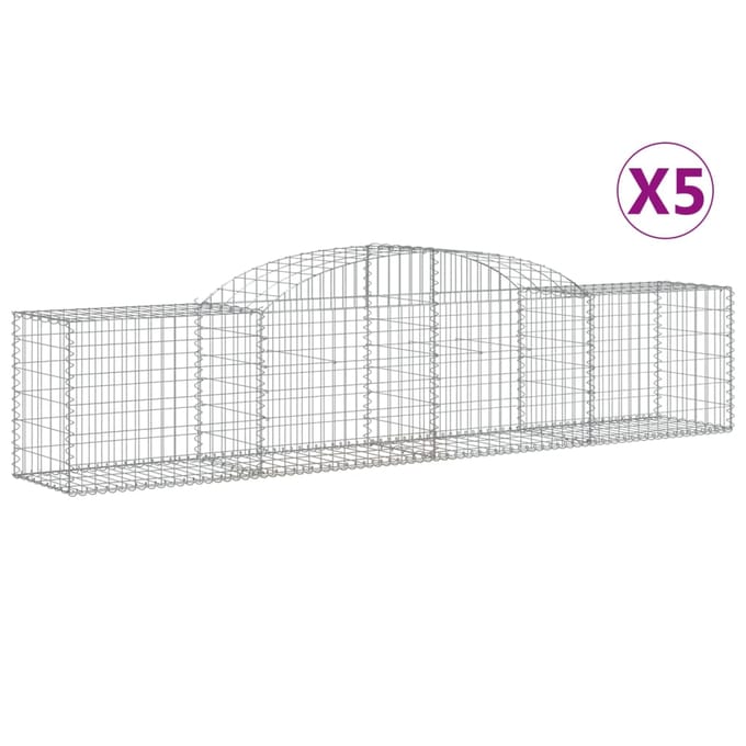 vidaXL - Schanskorven - 5 - st - gewelfd - 300x50x60/80 - cm - gegalvaniseerd - ijzer