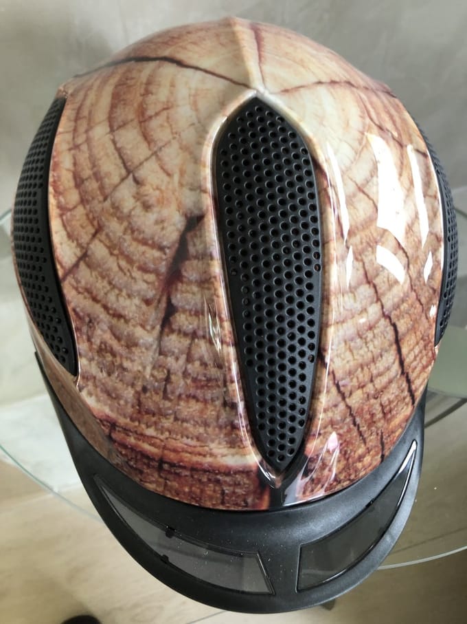 Safeways-helmets, uniek ontwerp KED Paso cap Wood. Maat L is 57 - 62cm