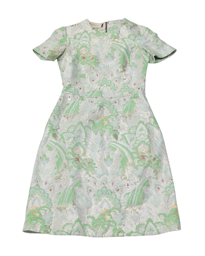 Marni Wintereditie 2012 Brokaat Minijurk in Groen Polyester