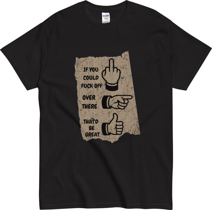 Heren Dames T Shirt - Sarcastische Quote - F*ck Off - Zwart - M