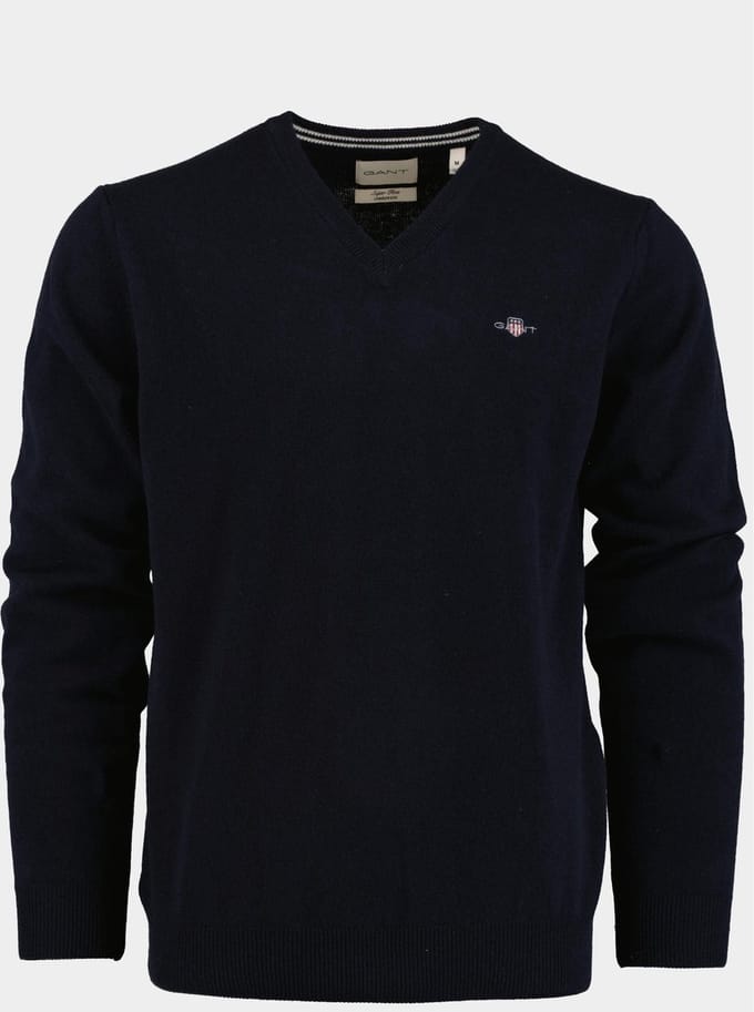 Gant Pullover Blauw Superfine Lambswool V-Neck 87212/410