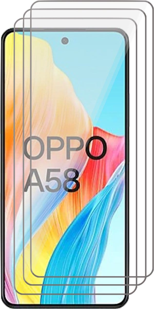 Screenprotector geschikt voor Oppo A58 4G - 3x Glas Screen Protector