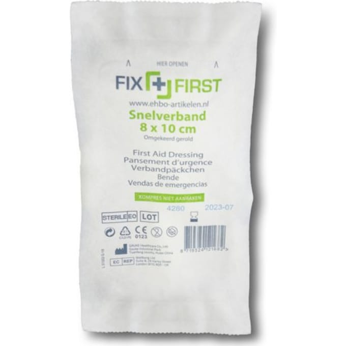 Snelverband FixFirst gerold 8x10cm 10 stuks
