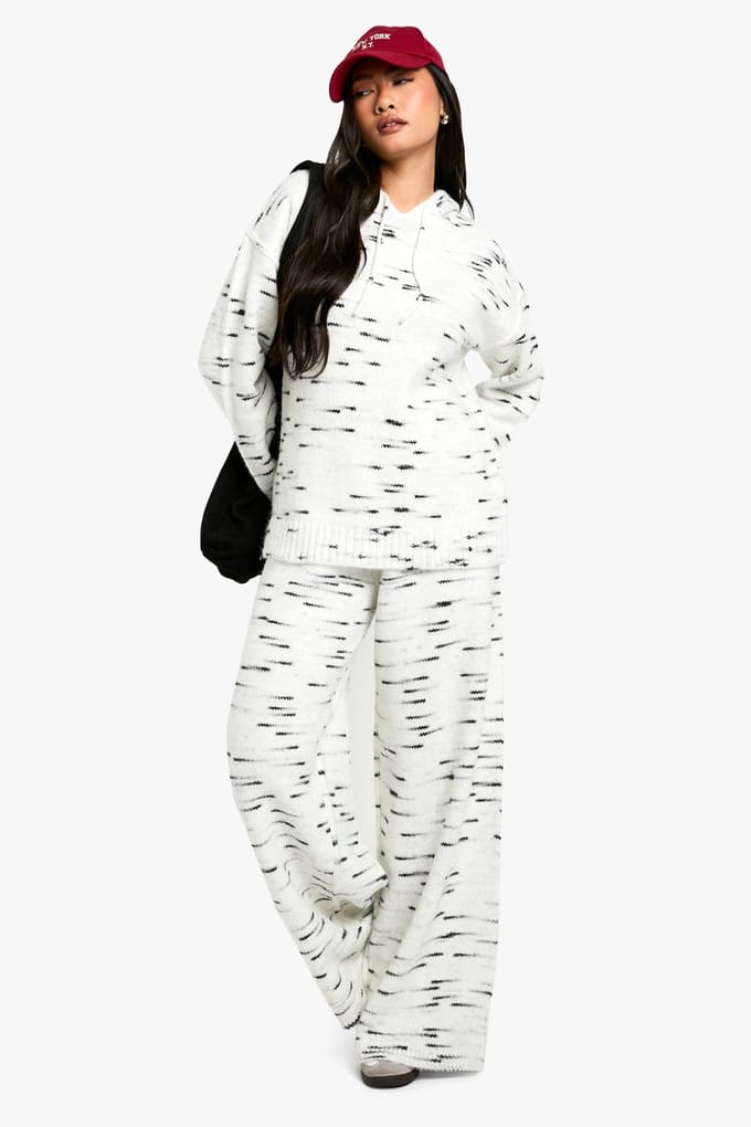 boohoo Dames Zachte gebreide Marl Oversized Gebreide Hoody | Ecru | Maat: Medium
