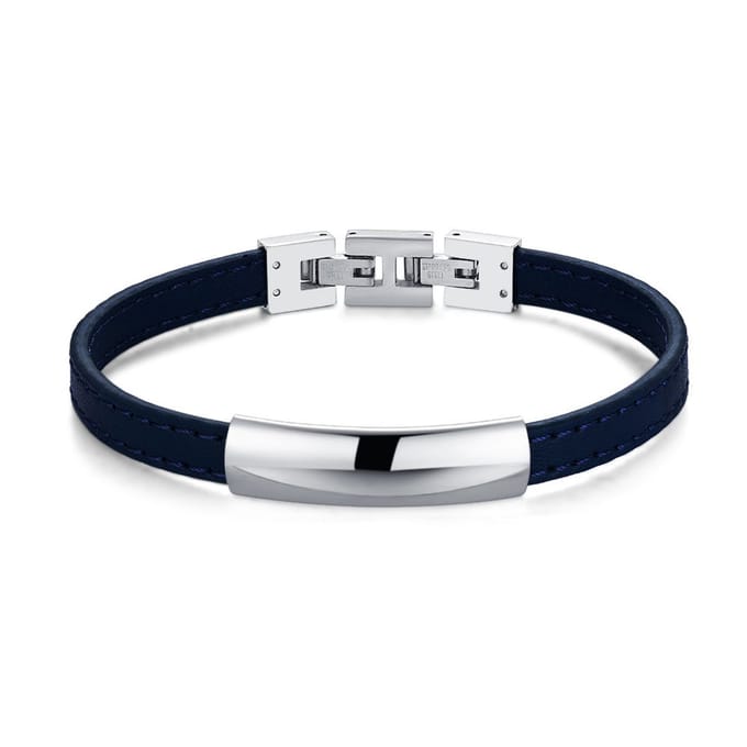 Twice As Nice Armband in edelstaal en leer Zilverkleurig 21cm